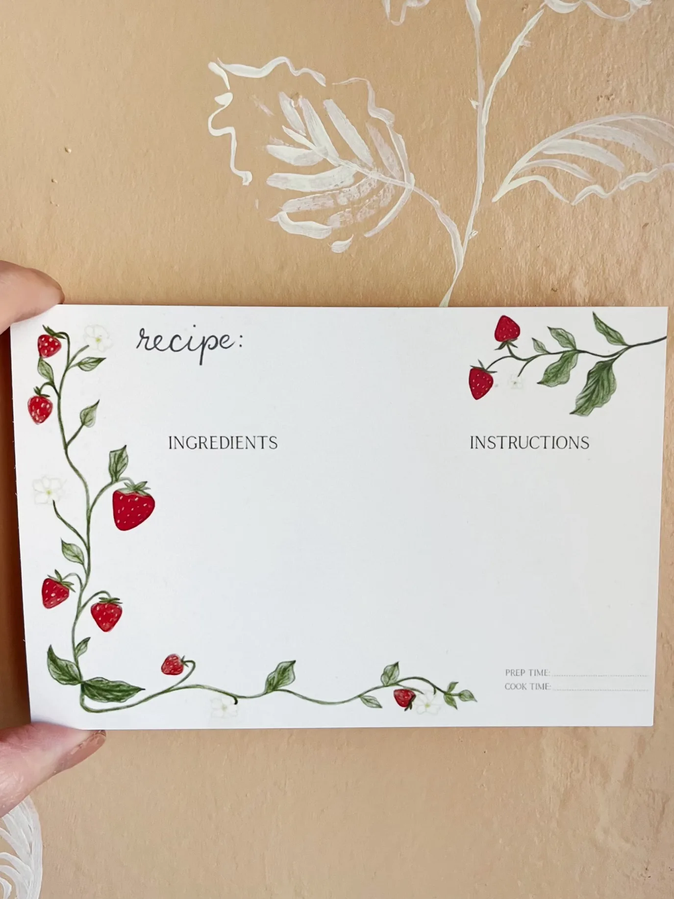 Hand-Illustrated Strawberry Garden Recipe Cards – Set of 10 - photo 1