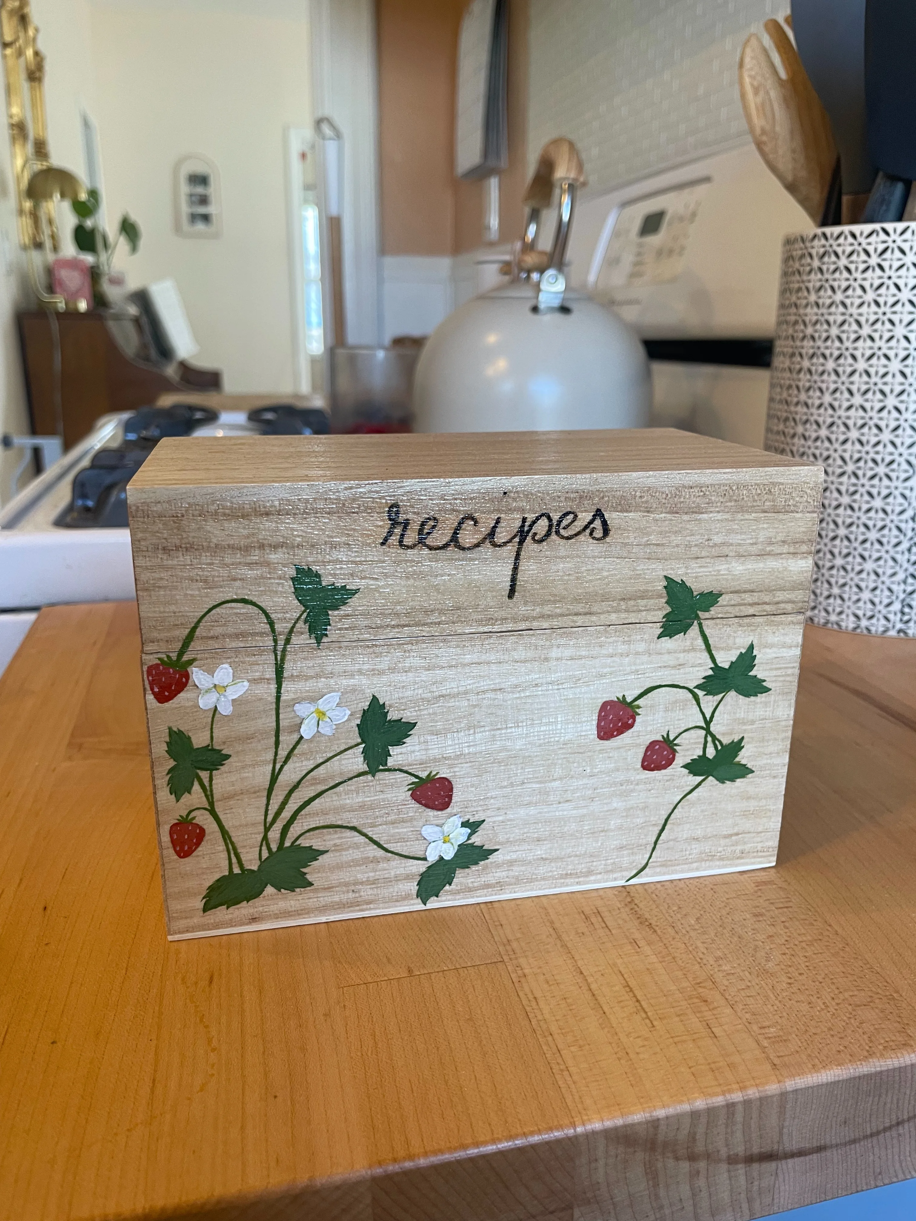 Strawberry Hand-Painted Recipe Box (Large) - photo 1